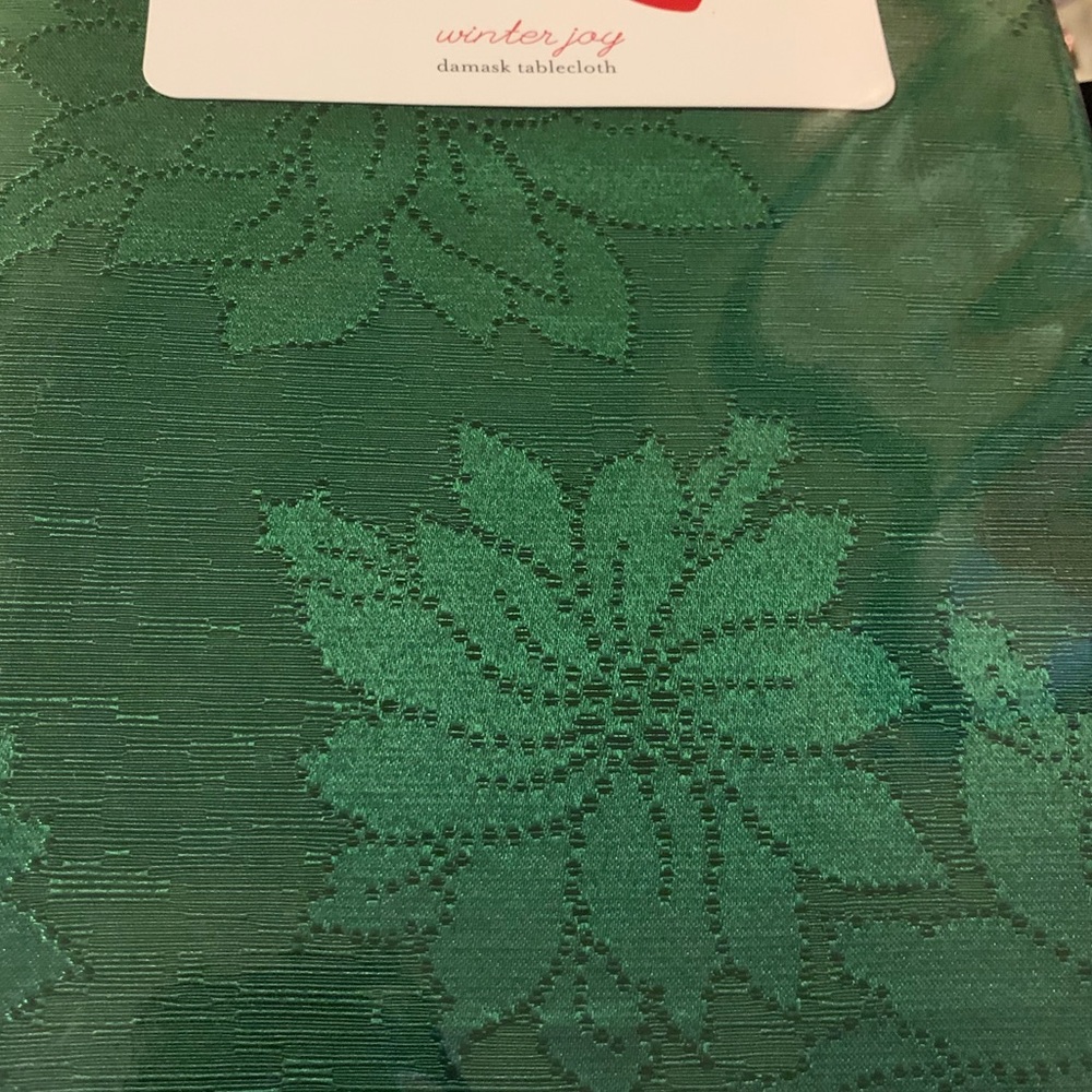 Bardwil tablecloth Winter Joy HOLIDAY DAMASK Green - Picture 2 of 6